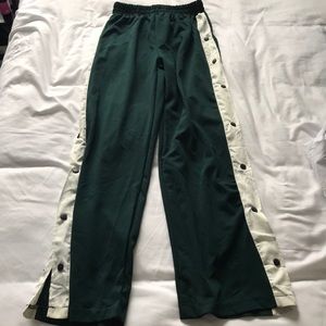 Green and white track pants